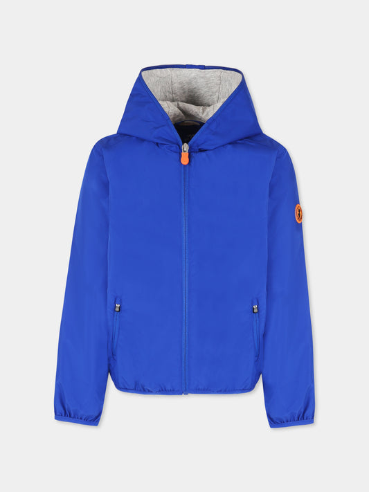 Giacca a vento Jules azzurra per bambino con logo,Save The Duck Kids,J30036X WIND20 90049