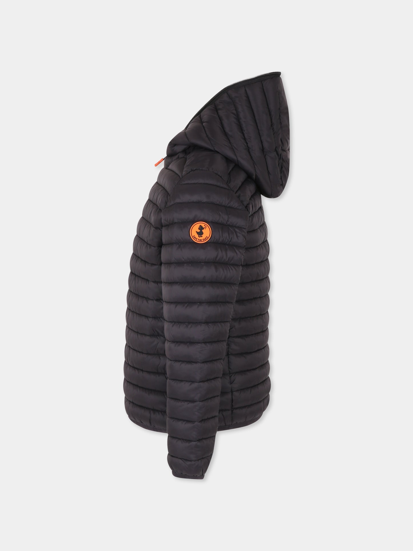 Piumino Huey nero per bambino con logo,Save The Duck Kids,J30650B GIGA20 10000
