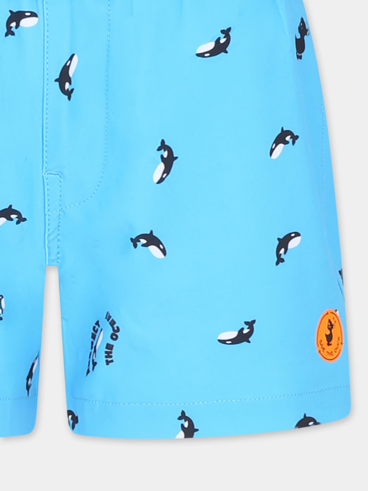Boxer mare celeste per bambino con orca all over,Save The Duck Kids,JW1231B SIPO20 21407