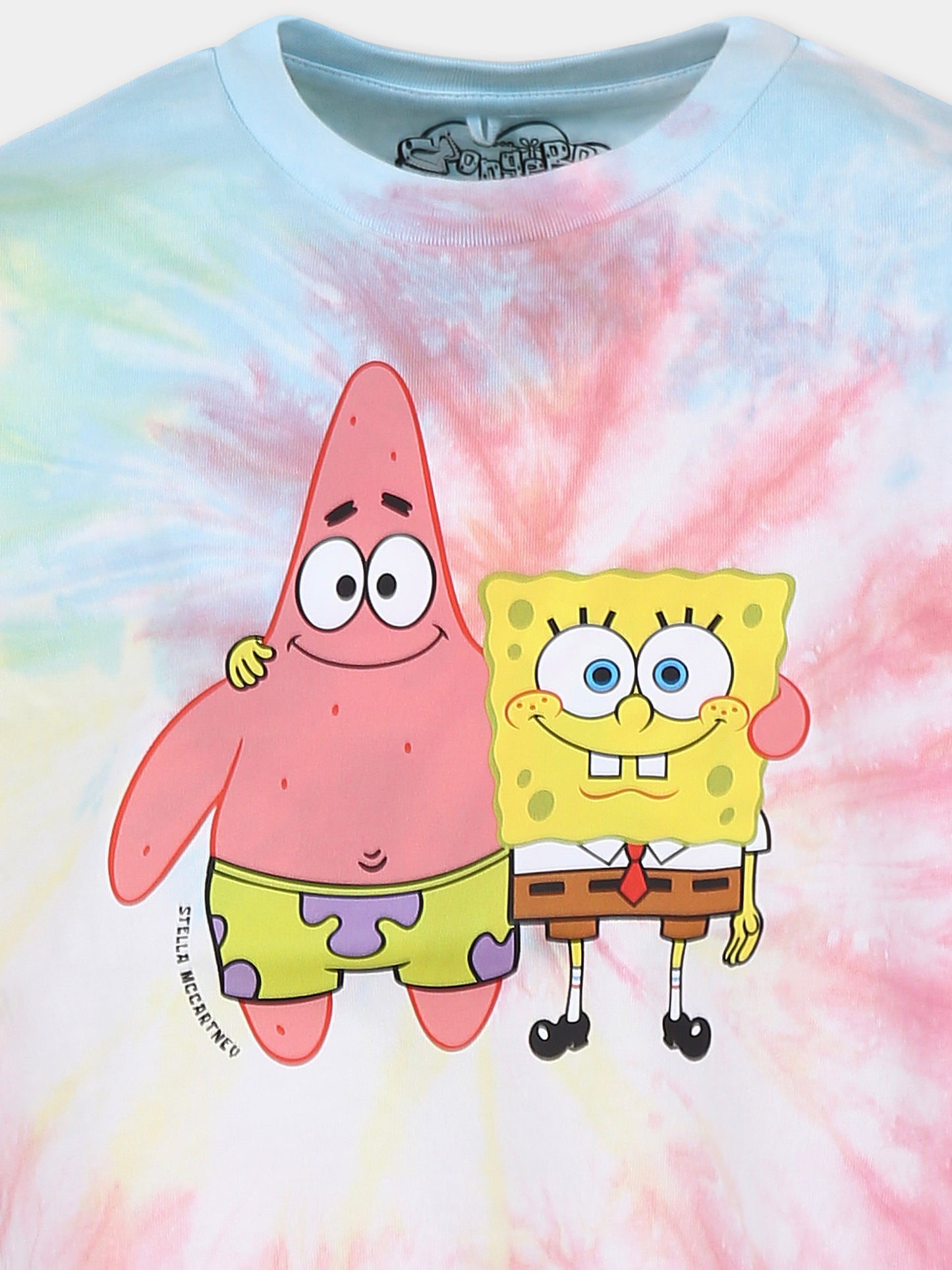 T-shirt crop multicolor per bambina con SpongeBob,Stella Mccartney Kids,TW8D41 Z2817 999
