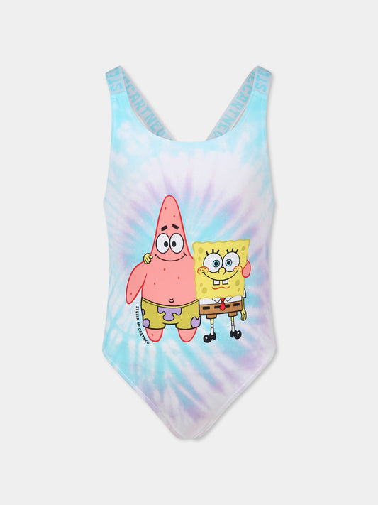 Costume intero multicolor per bambina con SpongeBob