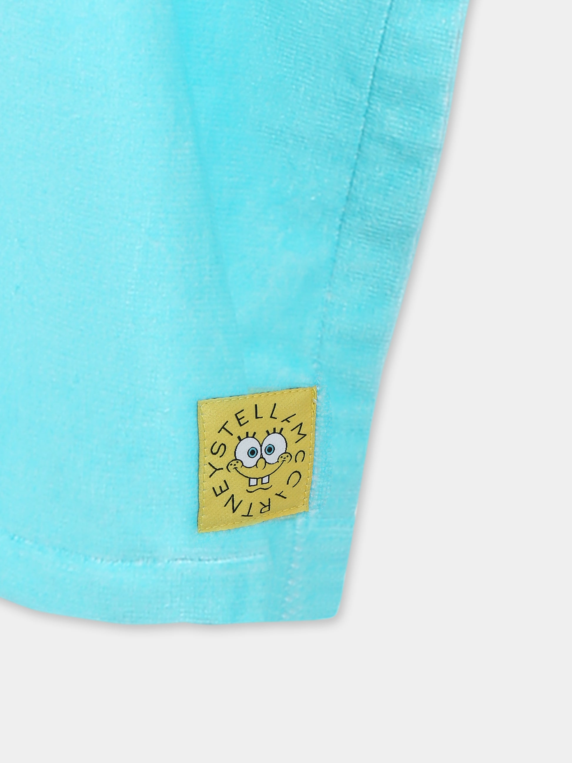 Accappatoio celeste per bambini con SpongeBob,Stella Mccartney Kids,TWCQ10 Z0163 60L