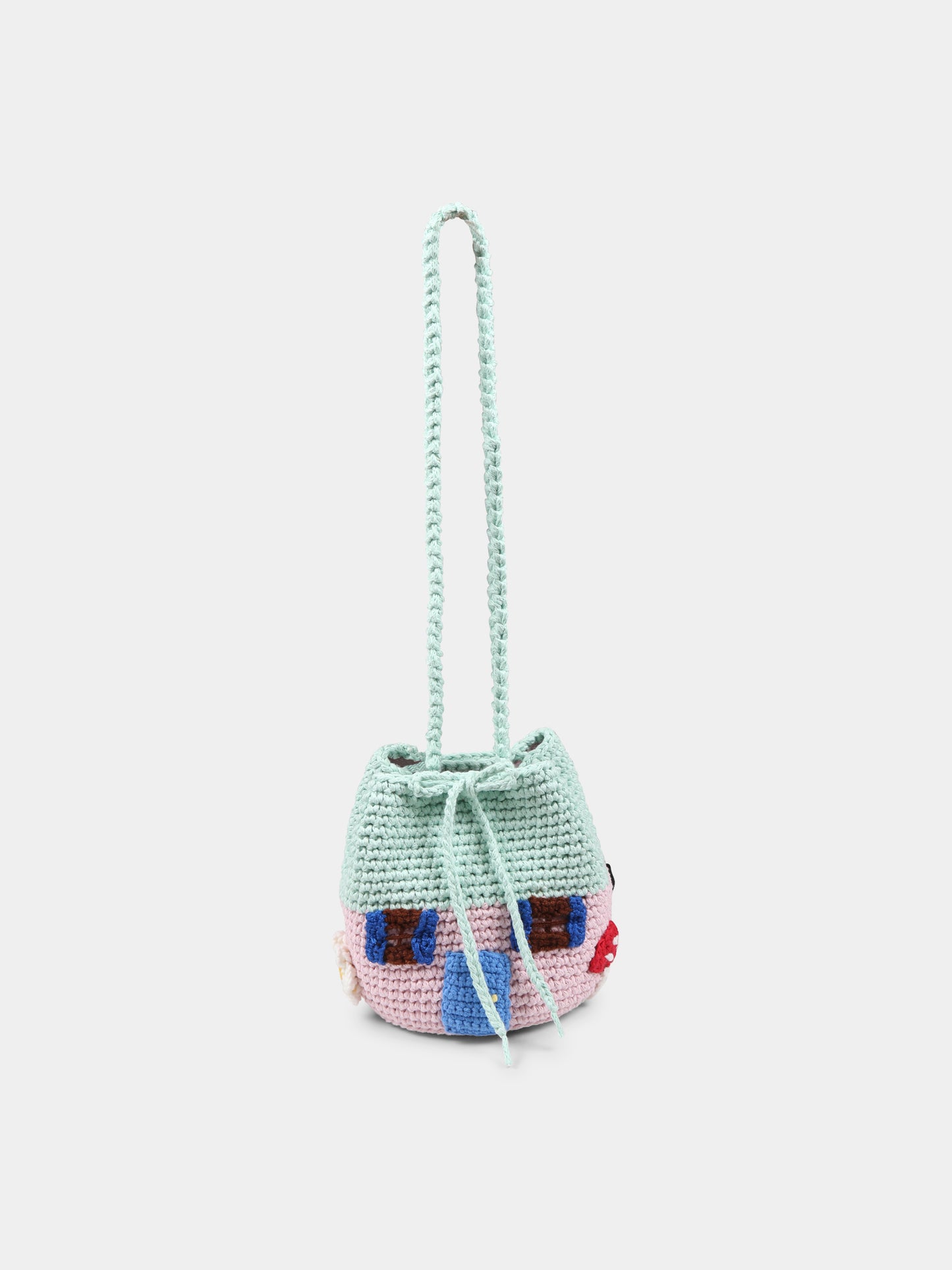 Borsa multicolor per bambina con casa e funghi