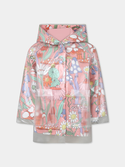 Impermeabile rosa per bambina con fiori,Stella Mccartney Kids,TW2A00 Z2809 51BMC