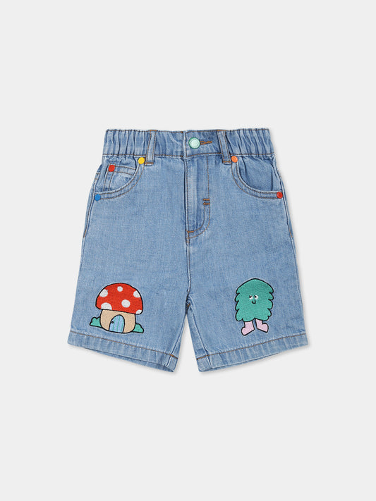 Shorts blu per neoanto con ricami,Stella Mccartney Kids,TW6559 Z0522 601