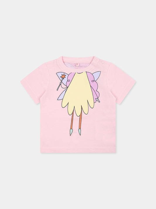 T-shirt rosa per neonata con fata,Stella Mccartney Kids,TW8041 Z0434 50H