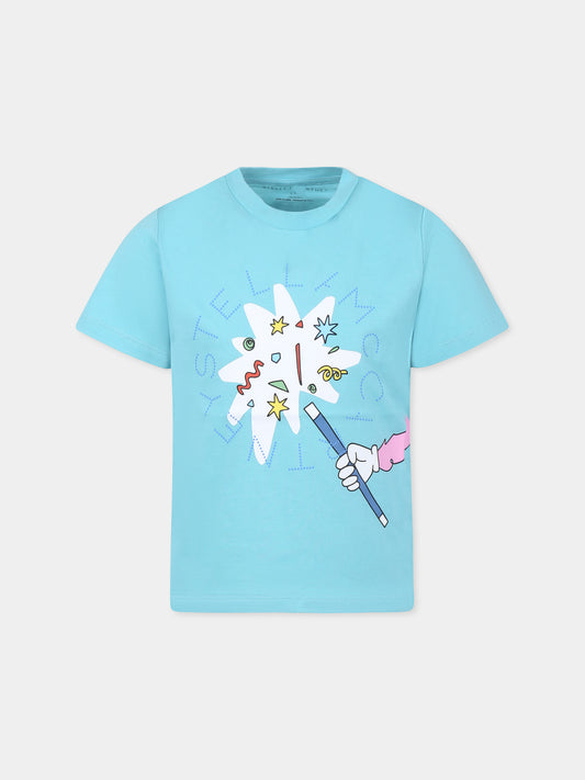 T-shirt celeste per bambino con bacchetta magica