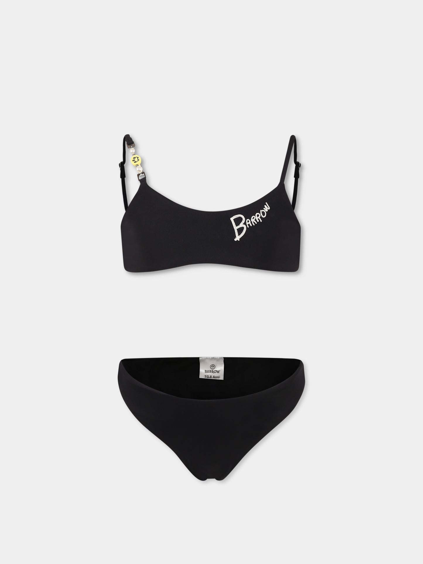 Bikini nero per bambina con logo e smile,Barrow,S5BKJGSB173 110