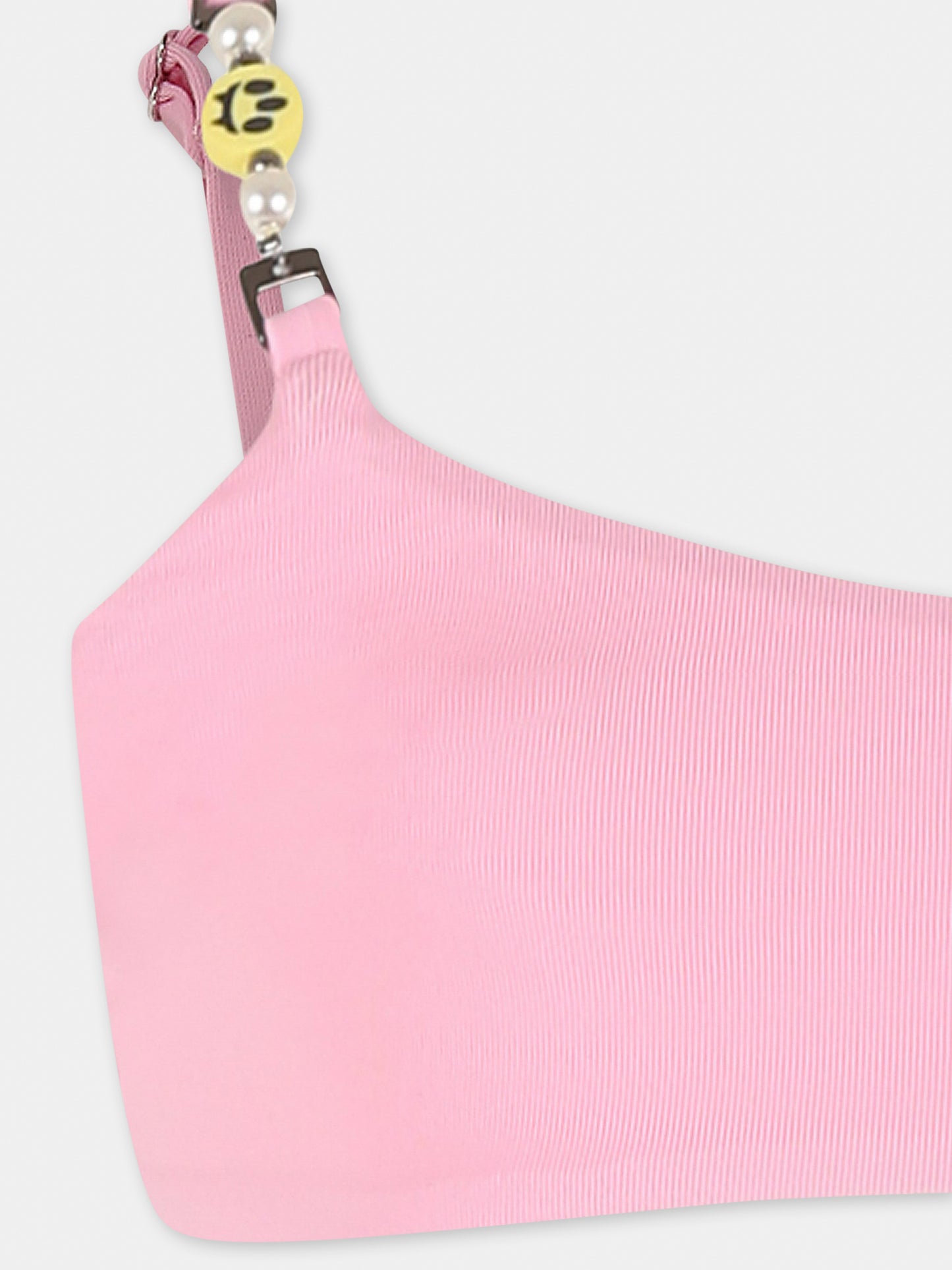 Bikini rosa per bambina con logo e smile