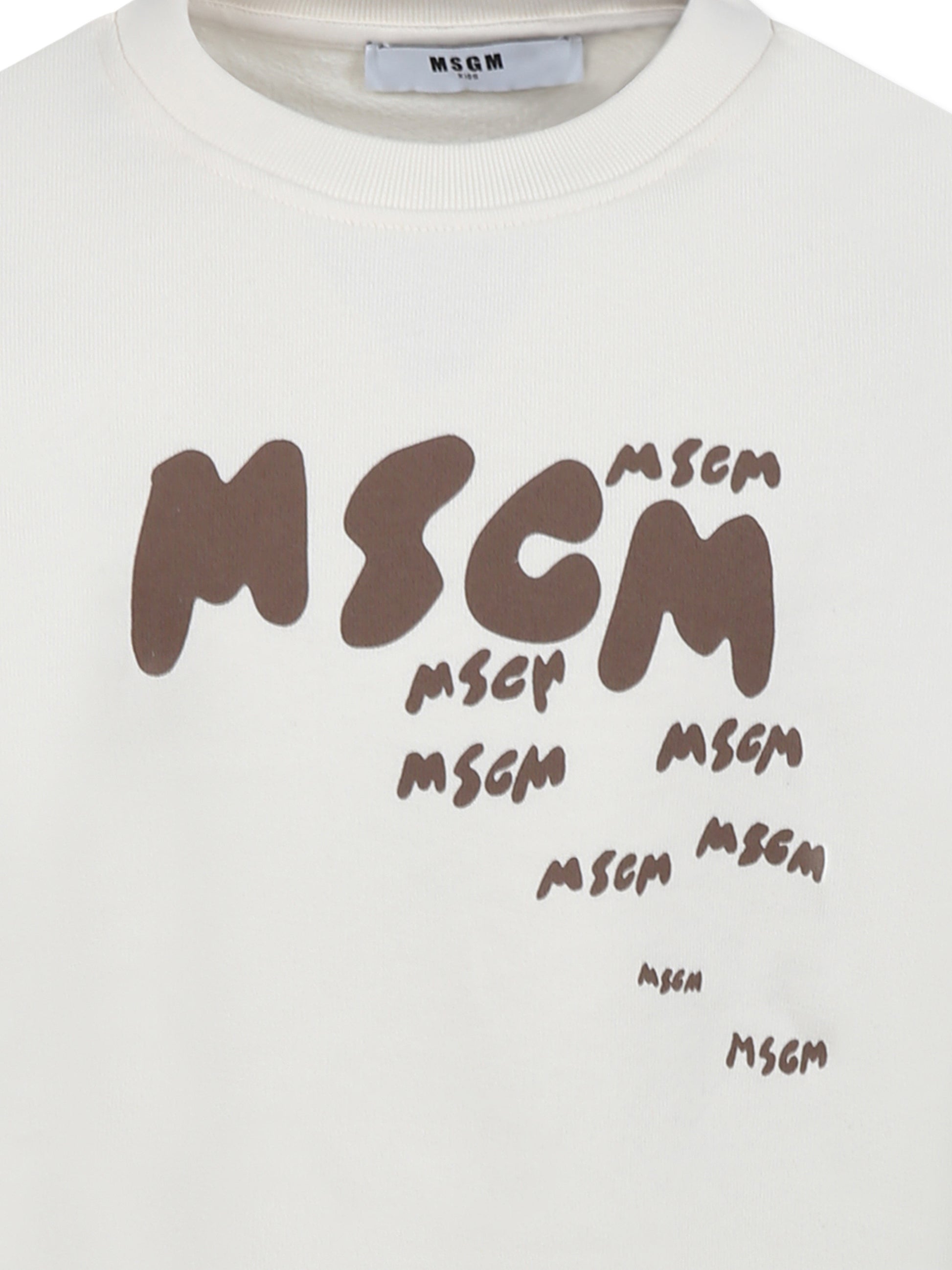 Felpa avorio per bambino con logo,Msgm Kids,S5MSJBSW010 013