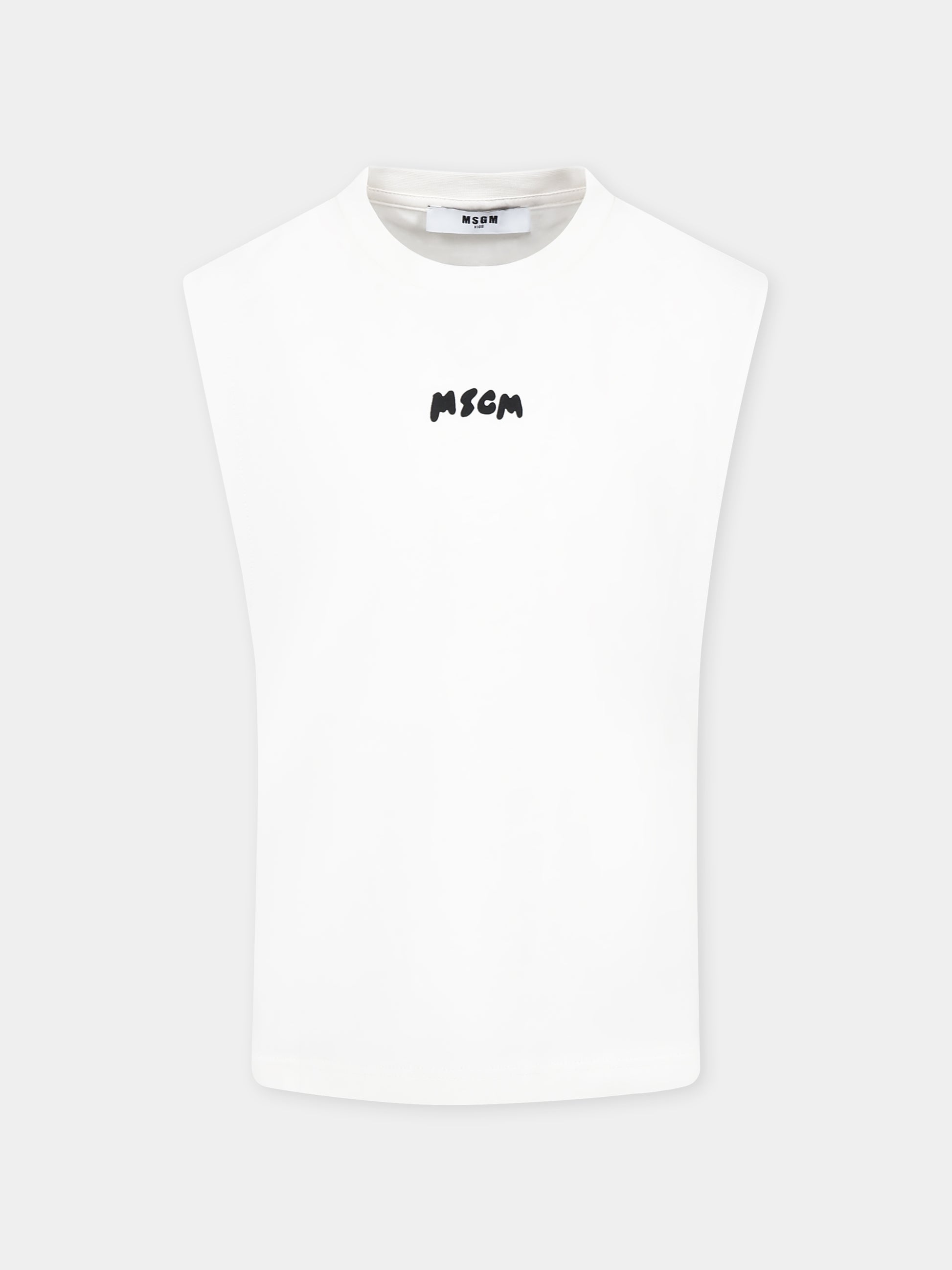 Canotta avorio per bambino con logo,Msgm Kids,S5MSJBTH007 013