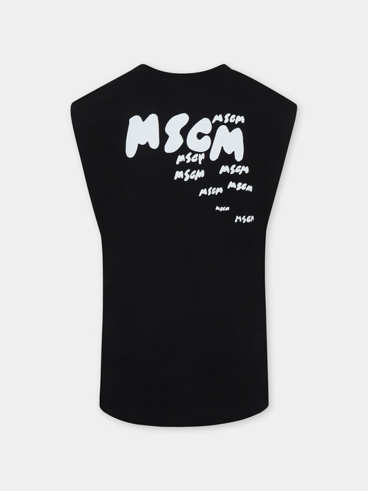 Canotta nera per bambino con logo,Msgm Kids,S5MSJBTH007 110