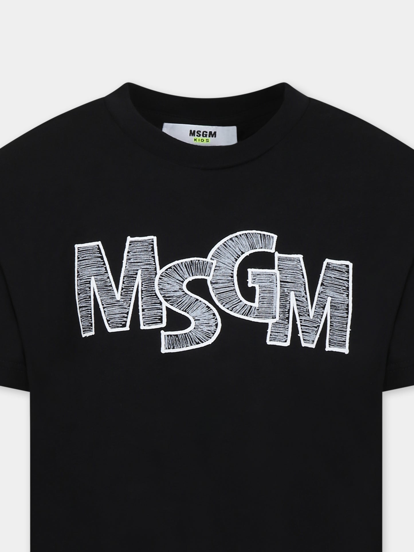 T-shirt nera per bambino con logo,Msgm Kids,S5MSJBTH274 110