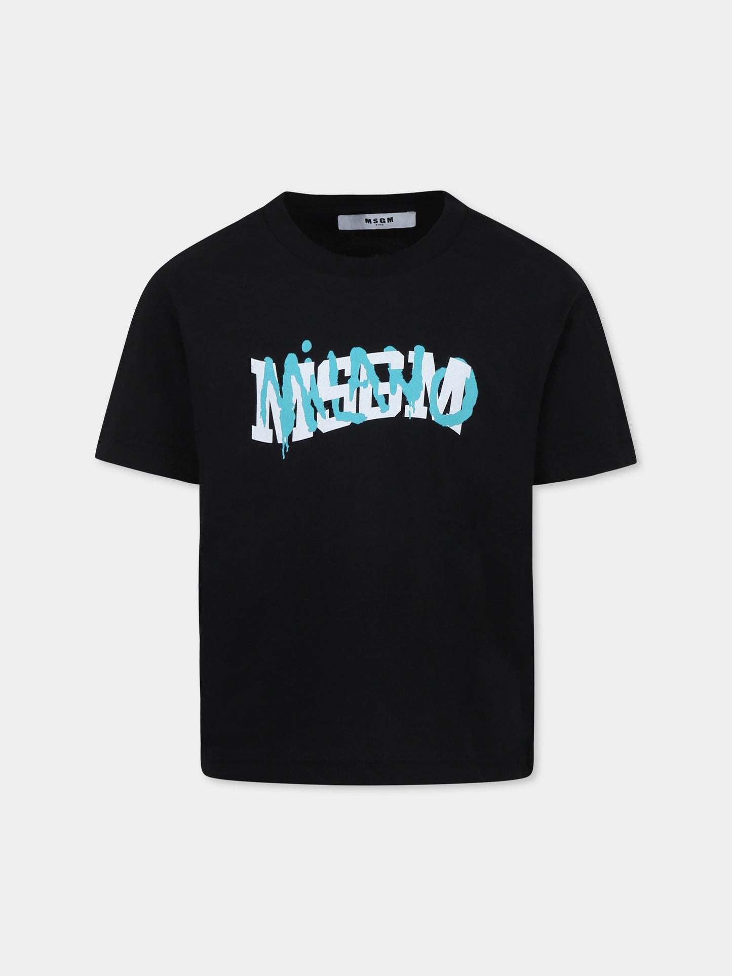 T-shirt nera per bambino con logo