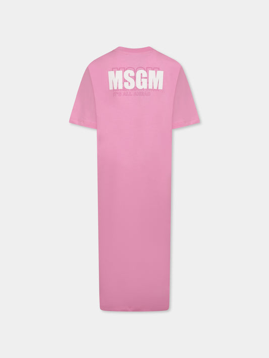 Vestito rosa per bambina con logo