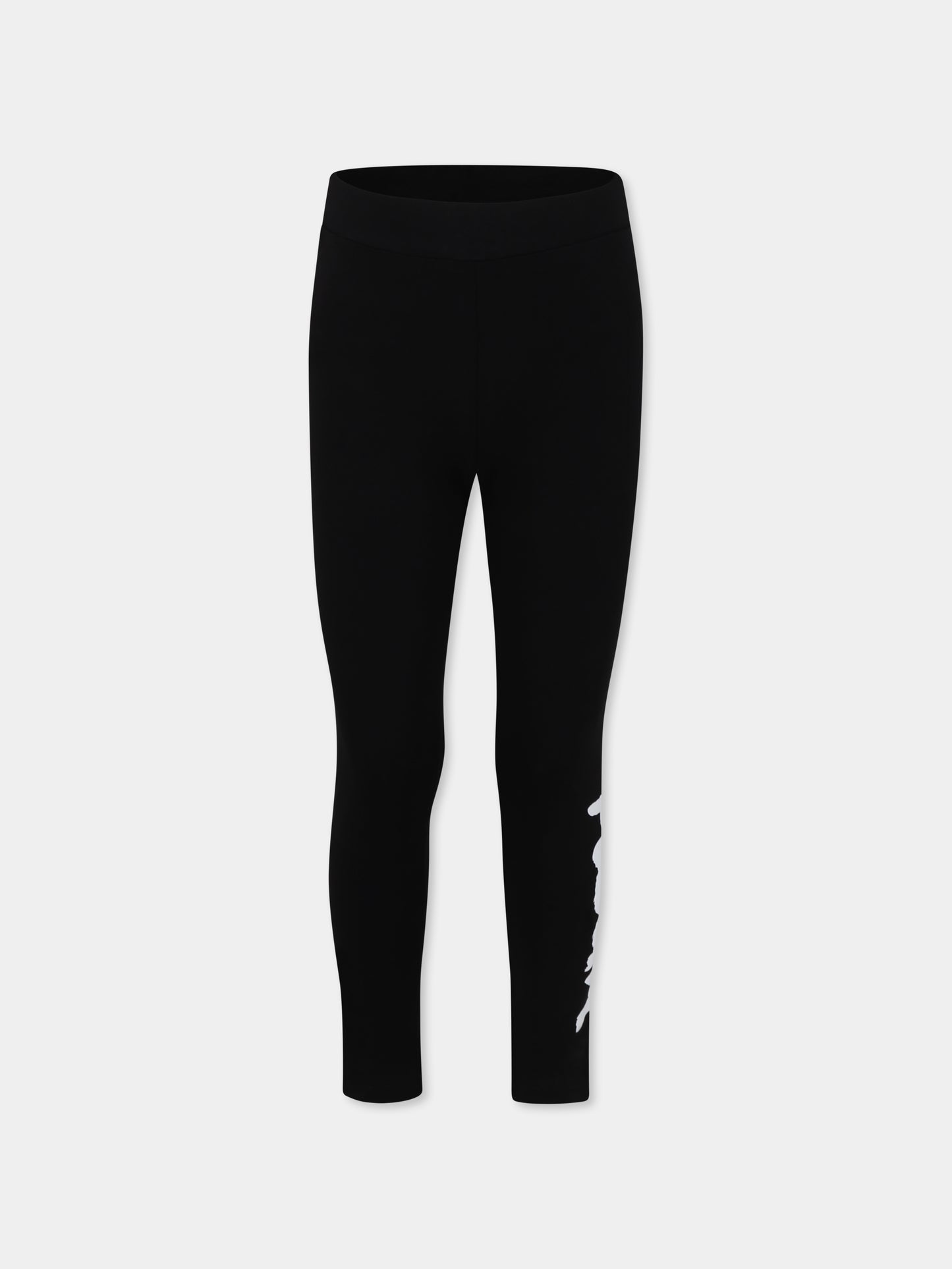 Leggings neri per bambina con logo,Msgm Kids,S5MSJGLG078 110