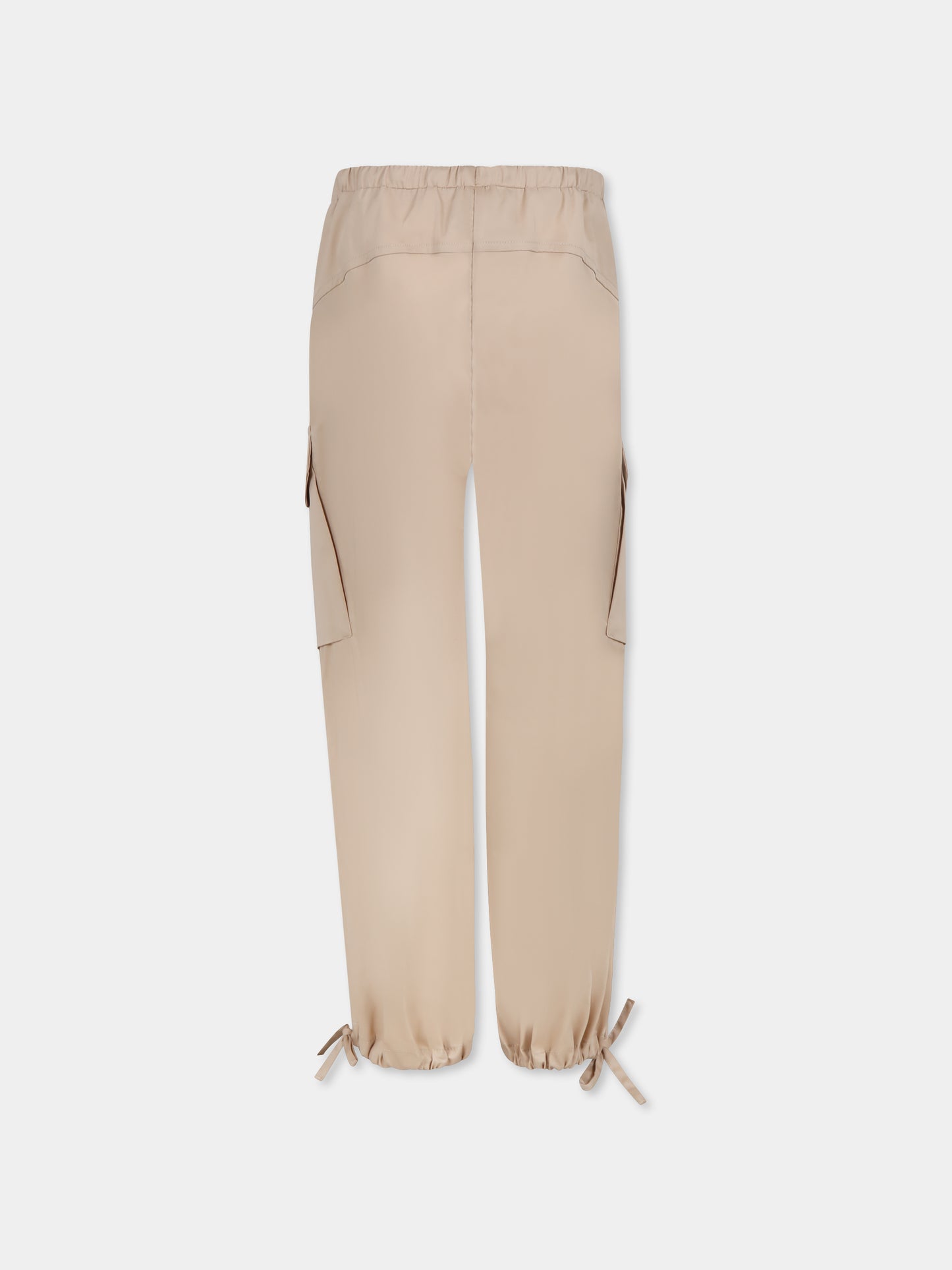 Pantaloni beige per bambina con logo