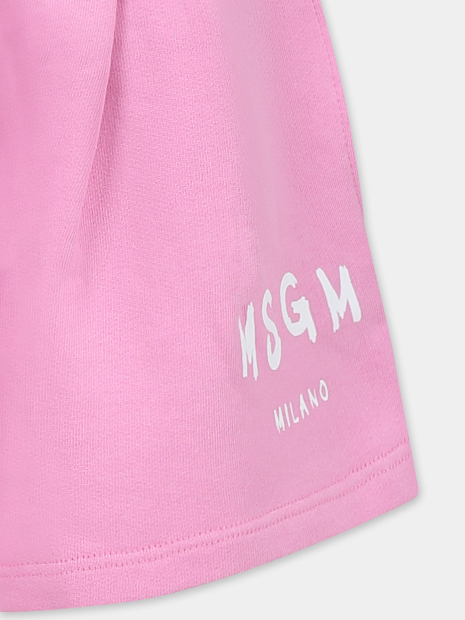 Shorts rosa per bambina con logo,Msgm Kids,S5MSJGSH092 MS003