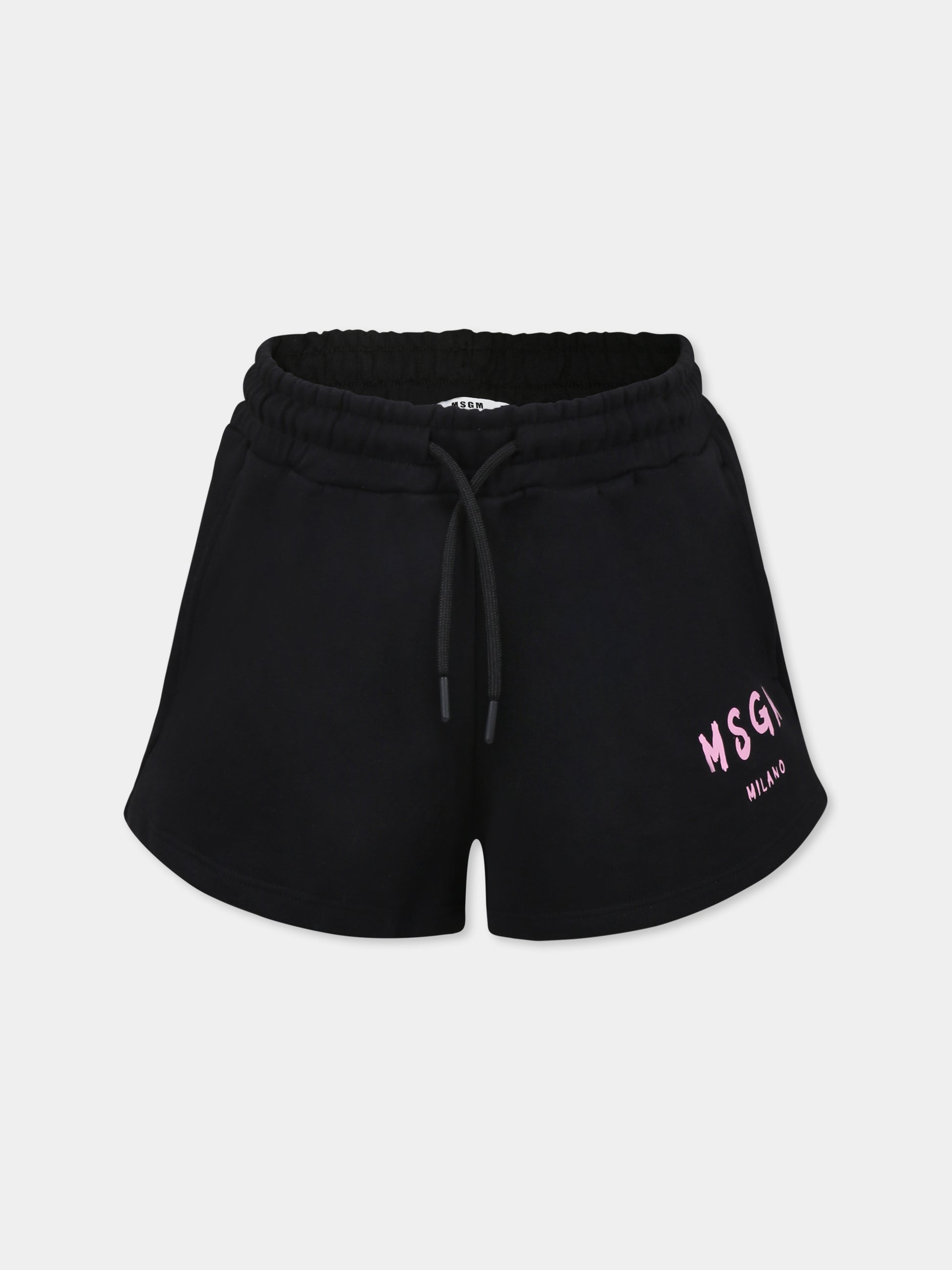 Shorts neri per bambina con logo,Msgm Kids,S5MSJGSH092 110/75