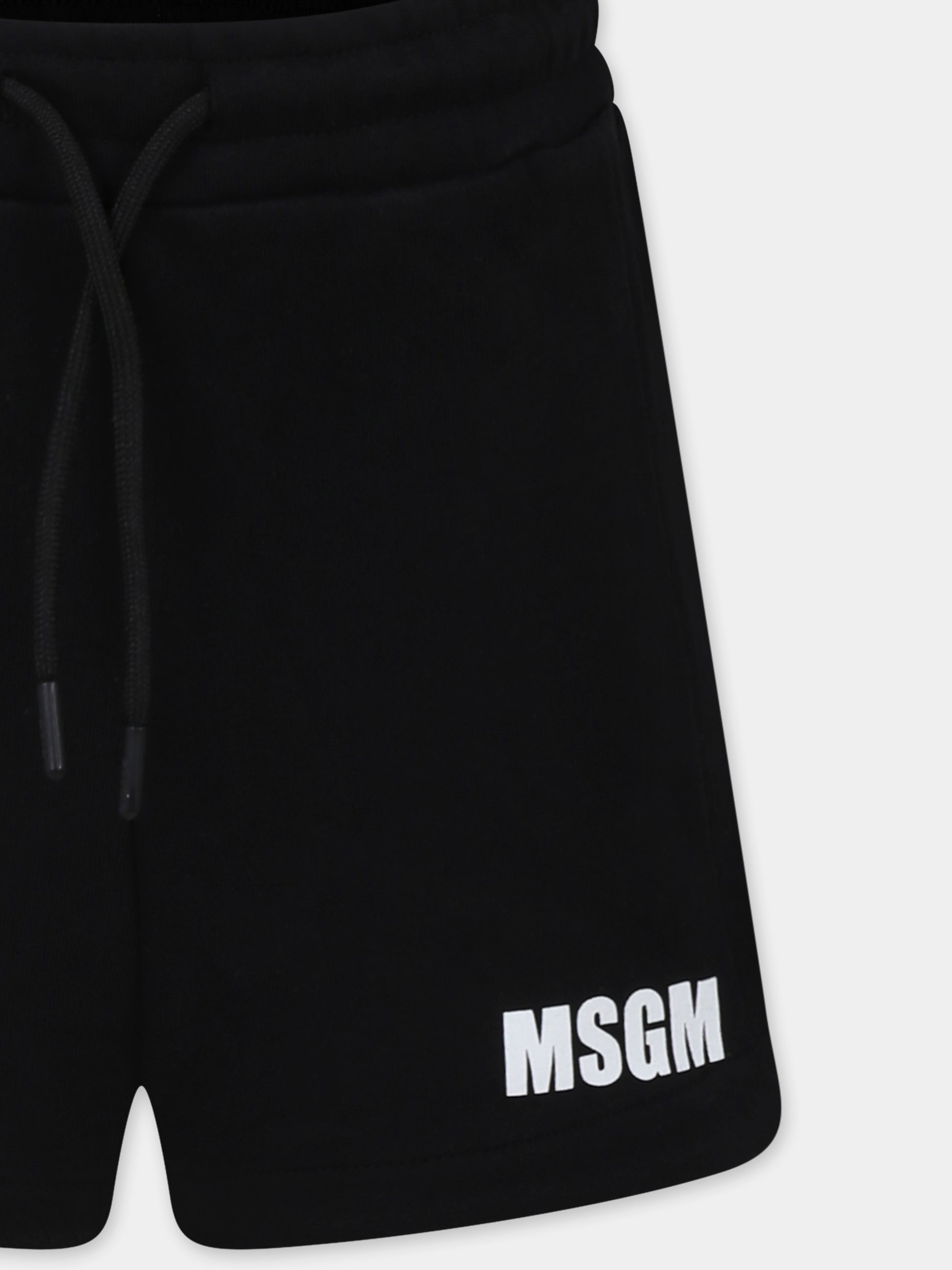 Shorts neri per bambina con logo,Msgm Kids,S5MSJGSH095 110