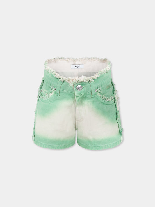 Shorts verdi per bambina con logo