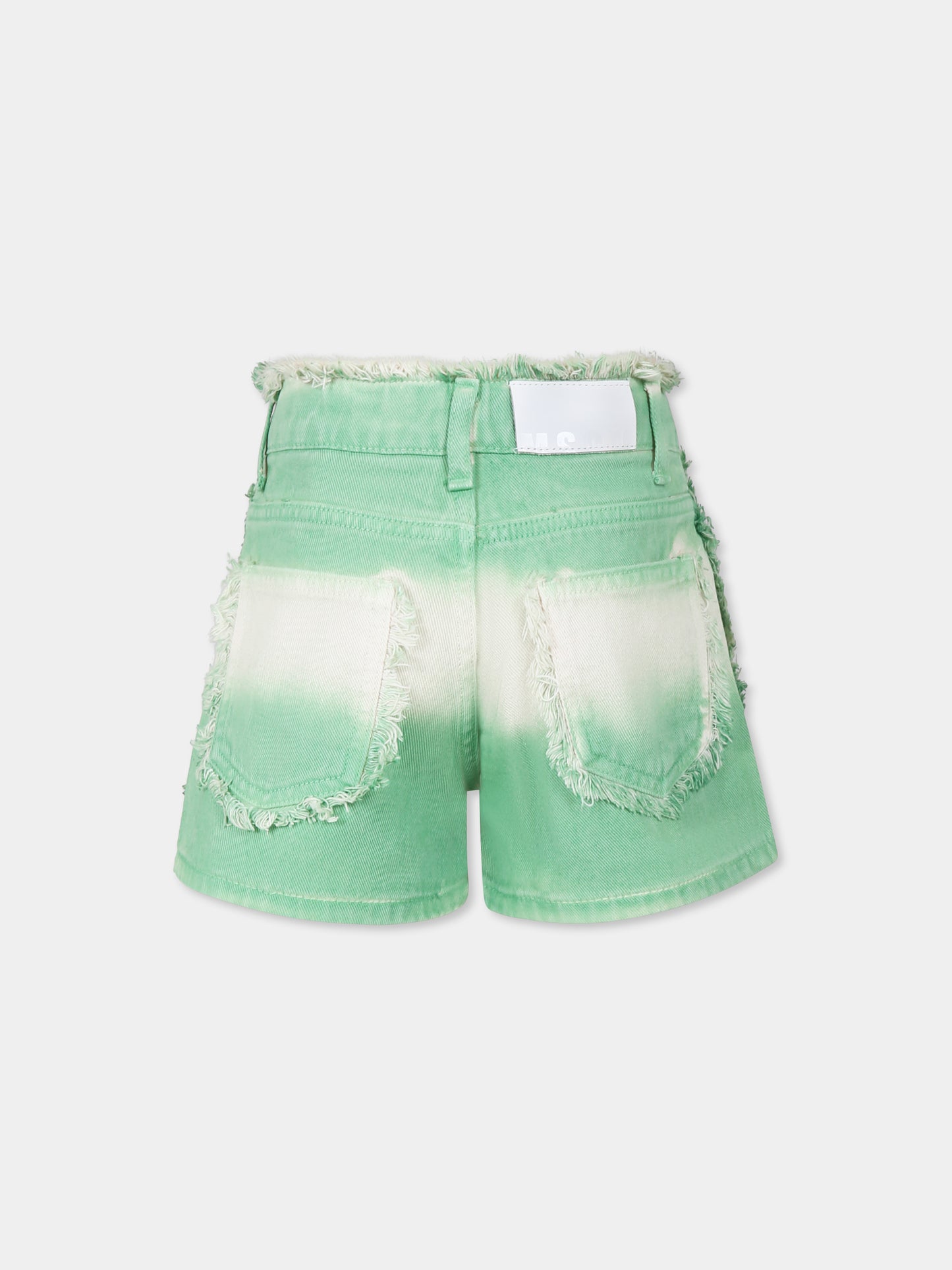 Shorts verdi per bambina con logo
