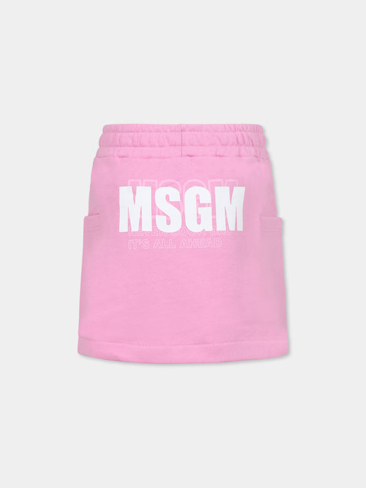 Gonna rosa per bambina con logo,Msgm Kids,S5MSJGSK090 MS003