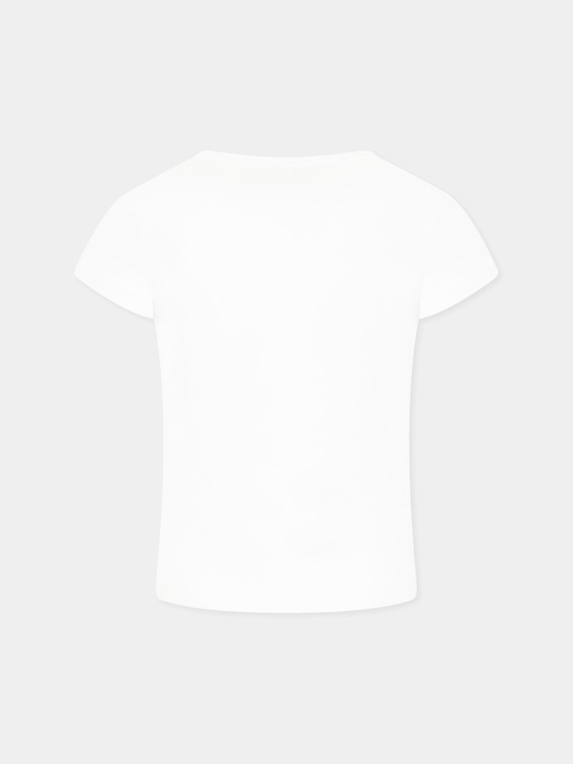 T-shirt bianca per bambina con logo,Msgm Kids,S5MSJGTH081 001