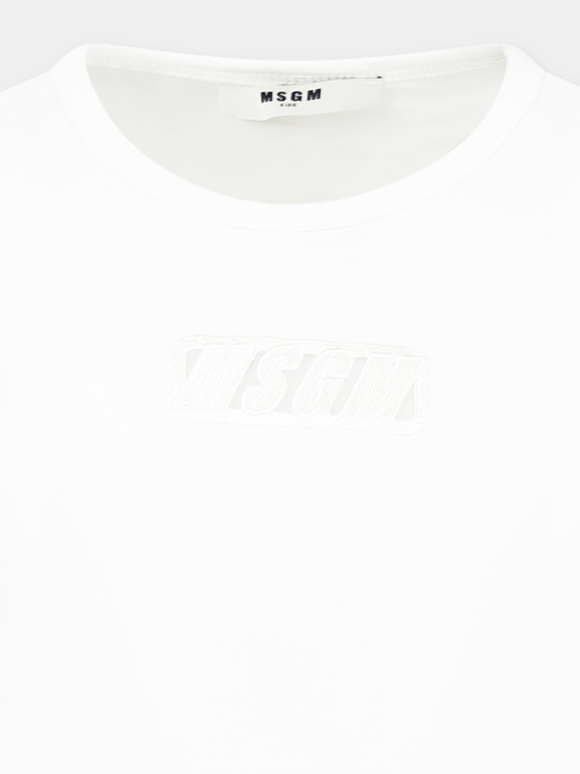 T-shirt bianca per bambina con logo,Msgm Kids,S5MSJGTH081 001