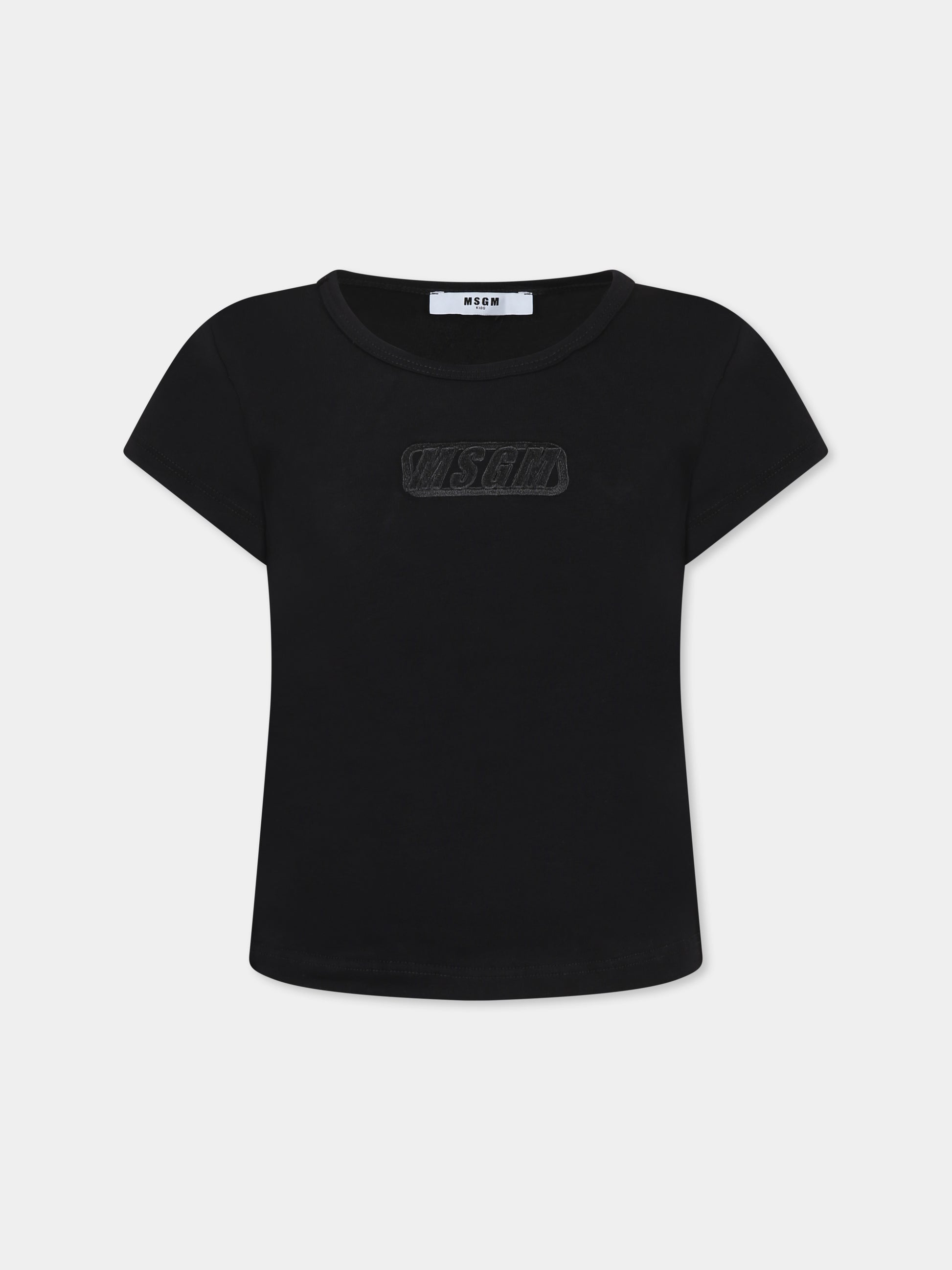 T-shirt nera per bambina con logo,Msgm Kids,S5MSJGTH081 110
