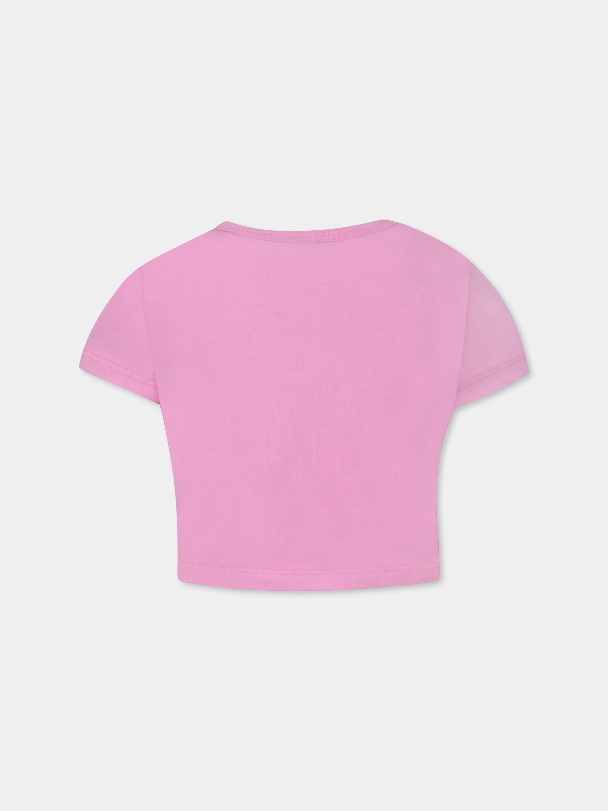 T-shirt crop rosa per bambina con logo,Msgm Kids,S5MSJGTH082 MS003