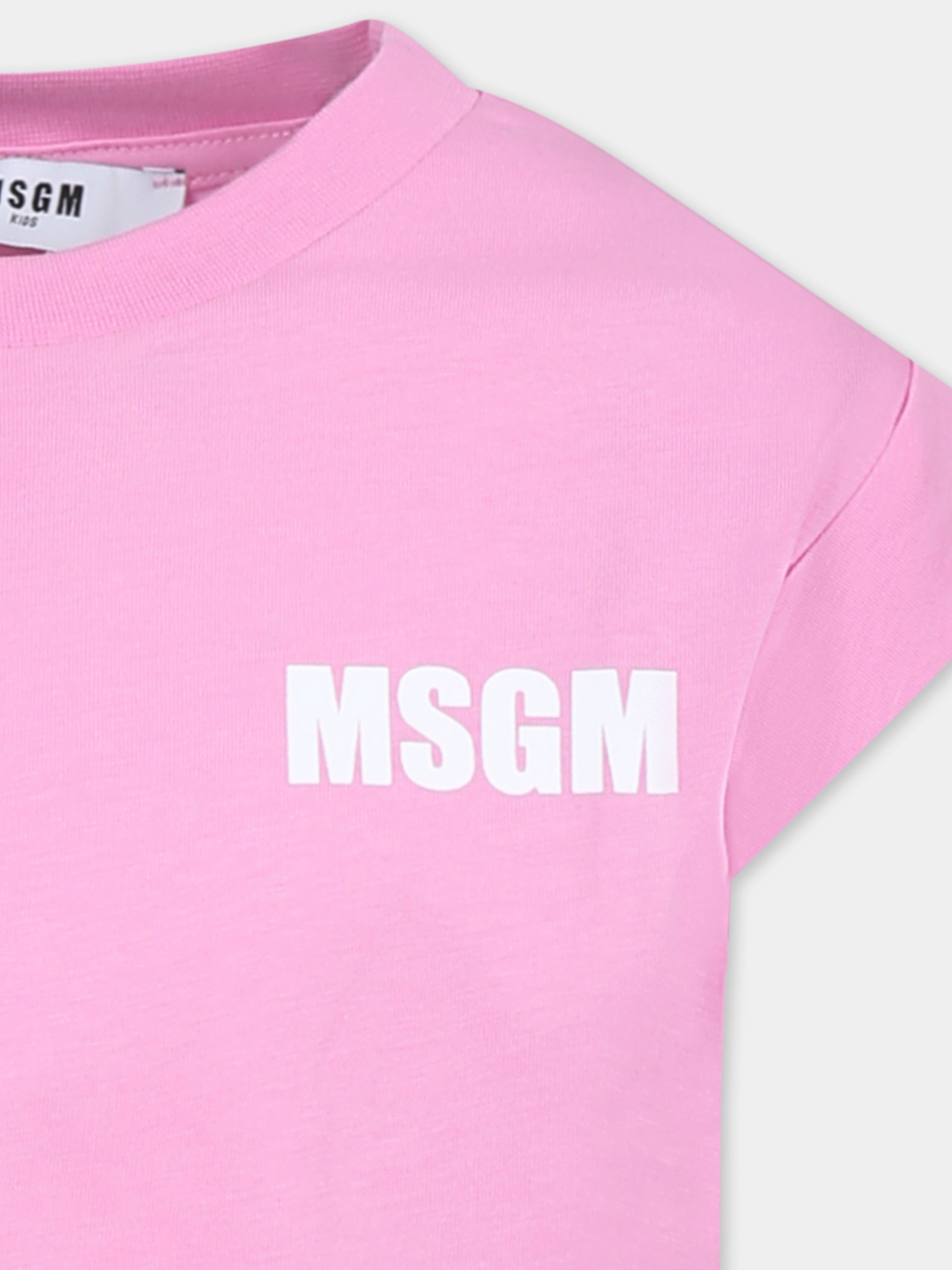T-shirt rosa per bambina con logo,Msgm Kids,S5MSJGTH083 MS003