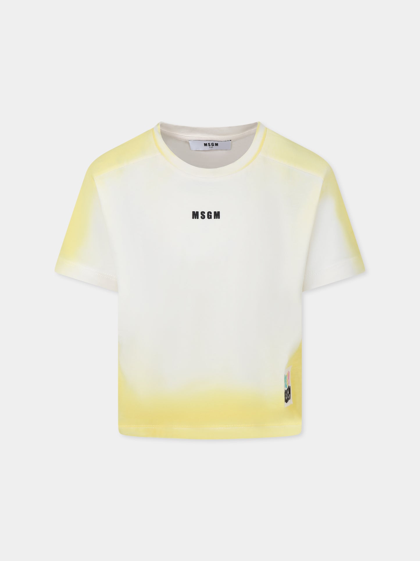 T-shirt gialla per bambina con logo,Msgm Kids,S5MSJGTH304 MS009