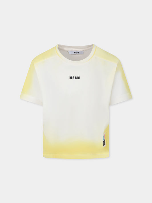 T-shirt gialla per bambina con logo,Msgm Kids,S5MSJGTH304 MS009
