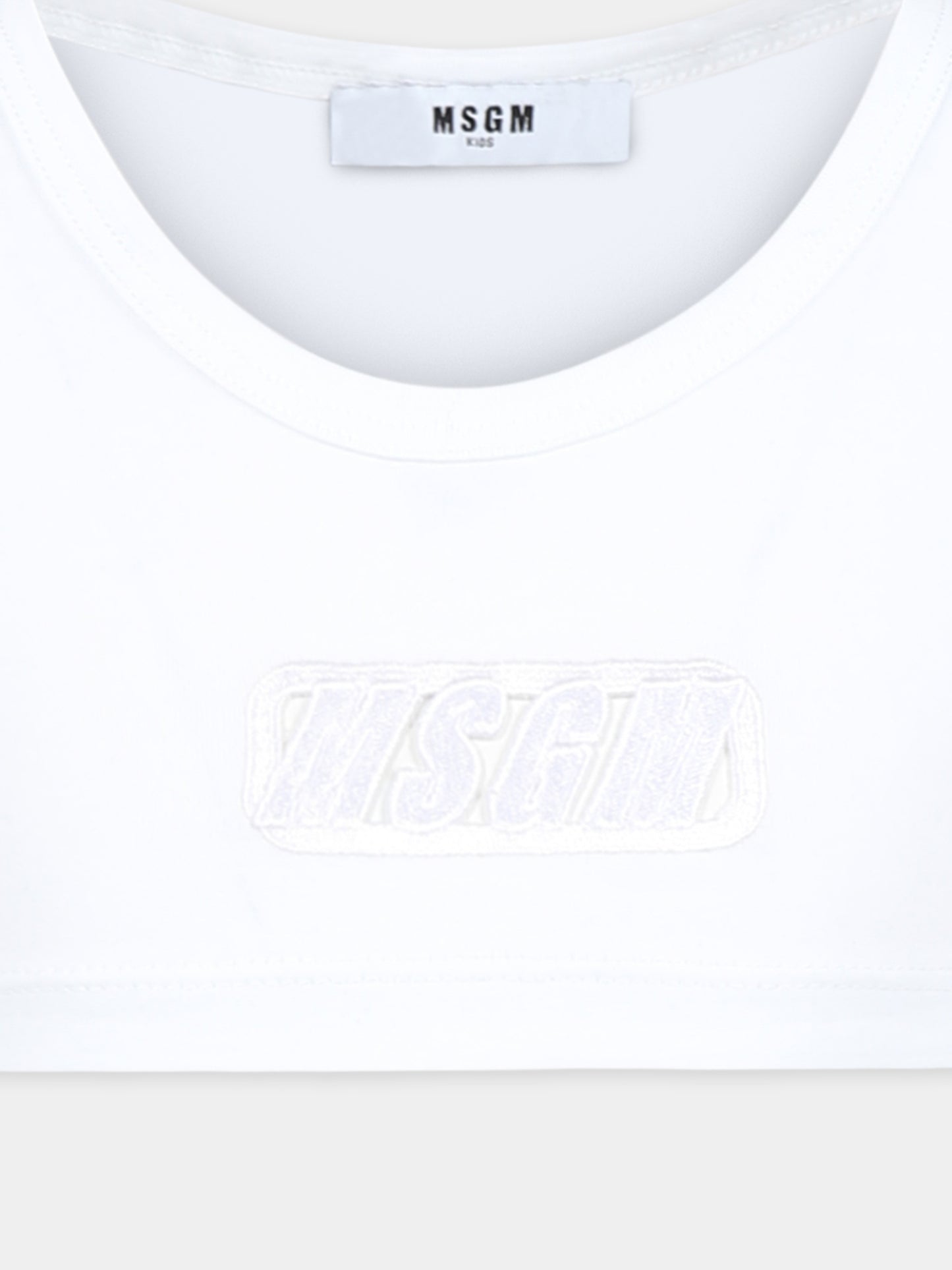 Canotta crop bianca per bambina con logo
