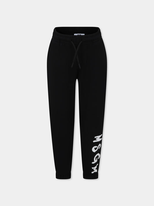 Pantaloni neri per bambini con logo,Msgm Kids,S5MSJUFP059 110