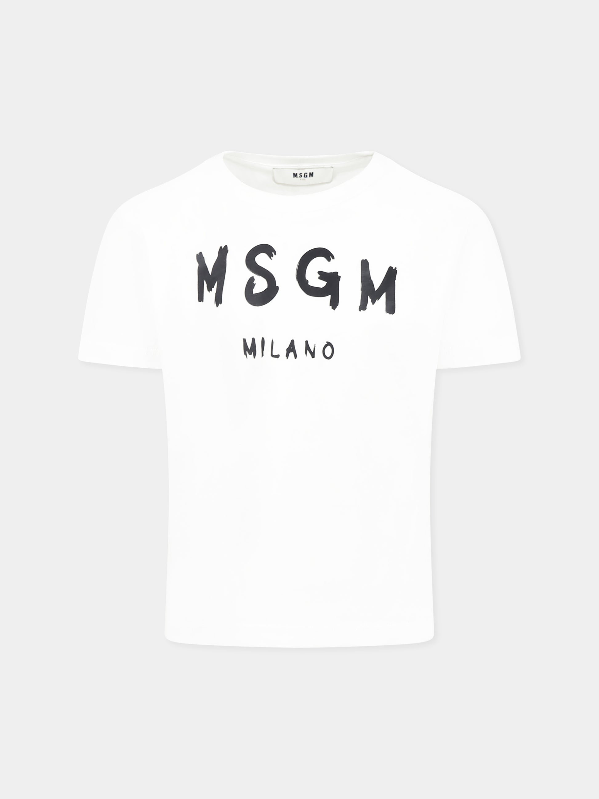 T-shirt bianca per bambini con logo,Msgm Kids,S5MSJUTH063 001