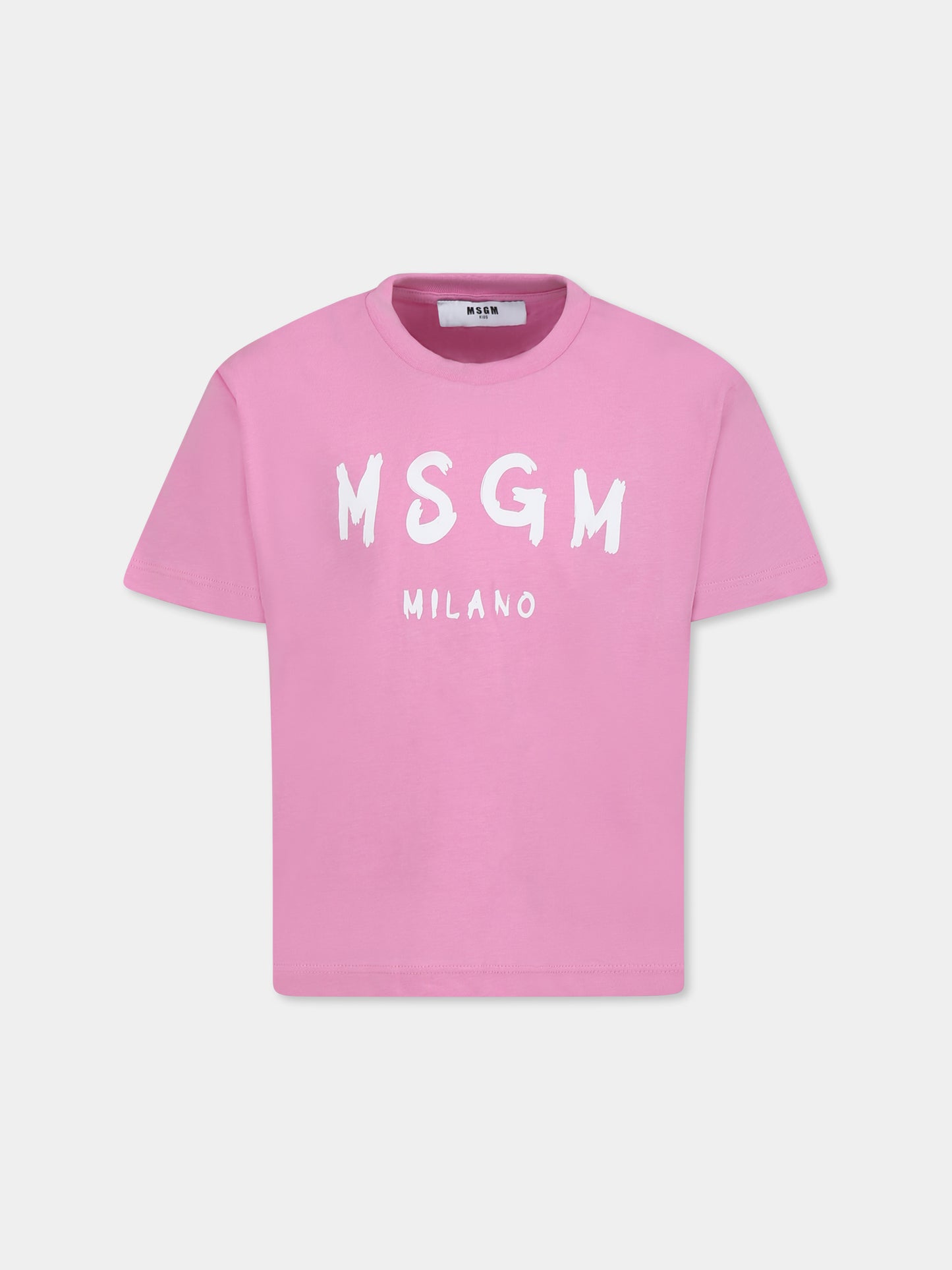 T-shirt rosa per bambina con logo