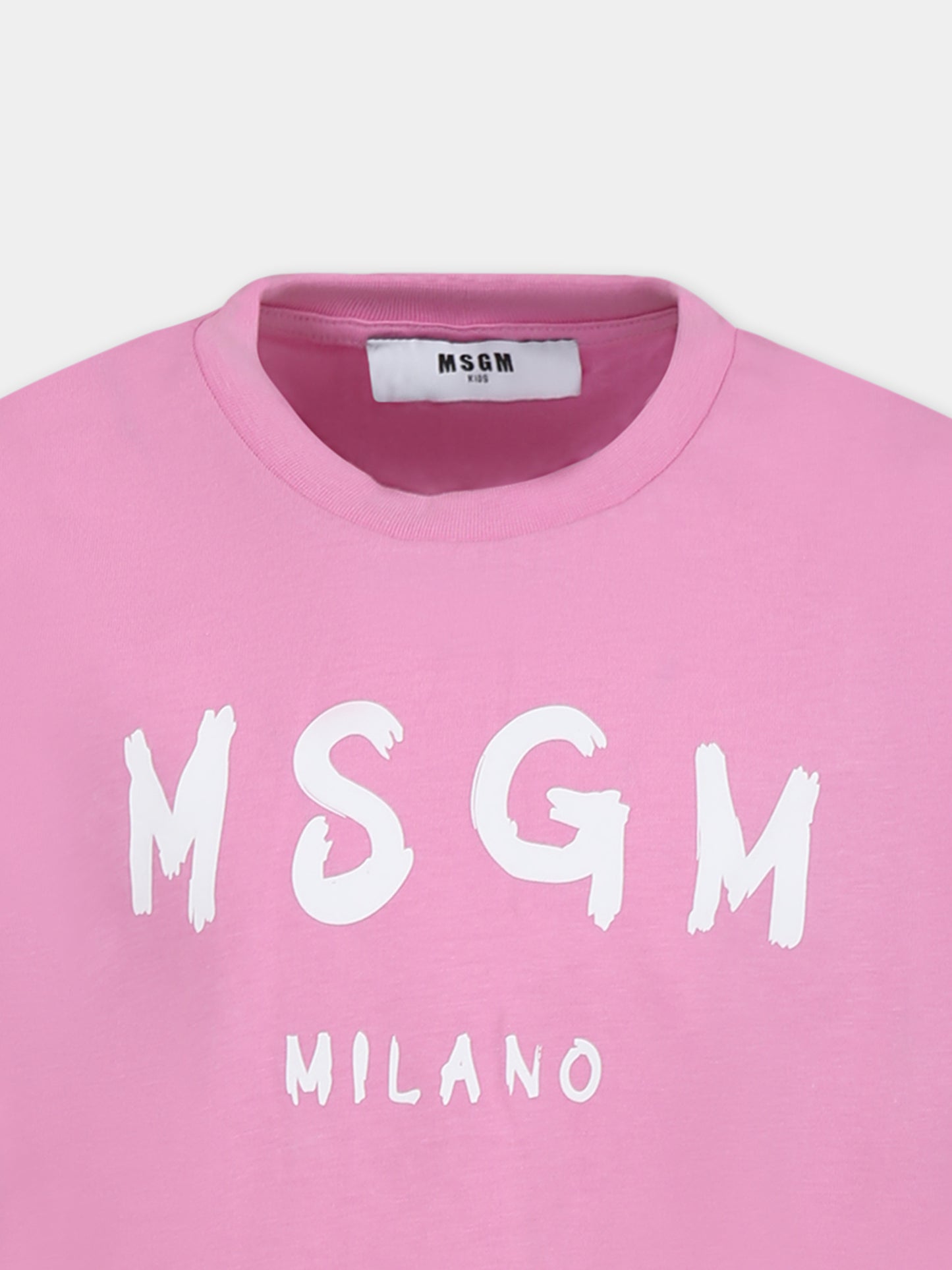 T-shirt rosa per bambina con logo