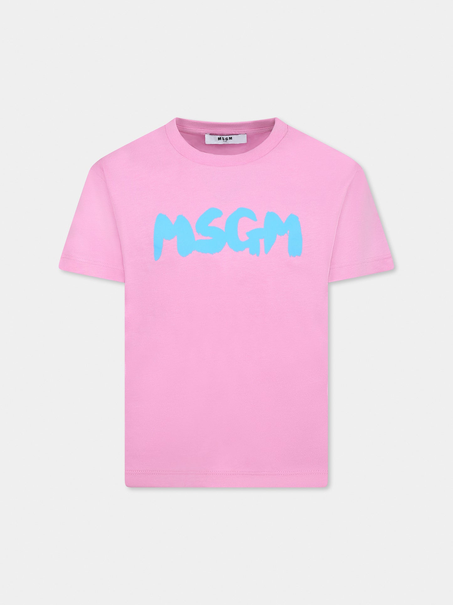T-shirt rosa per bambina con logo
