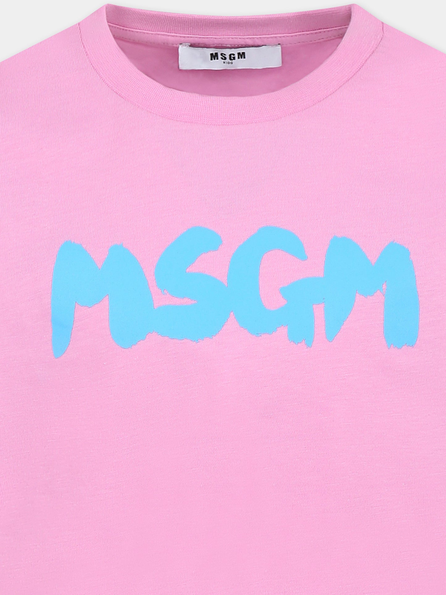 T-shirt rosa per bambina con logo