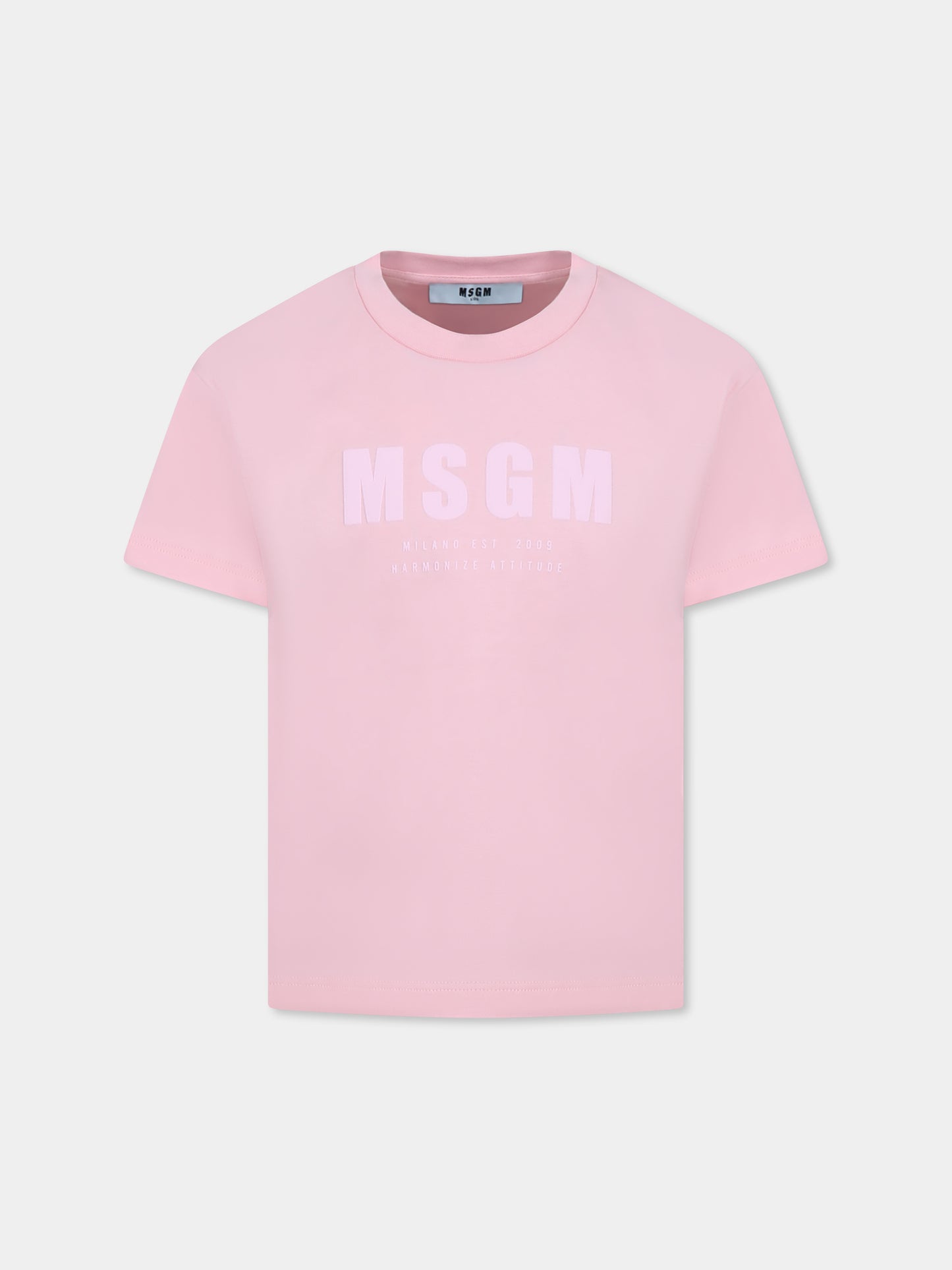 T-shirt rosa per bambina con logo