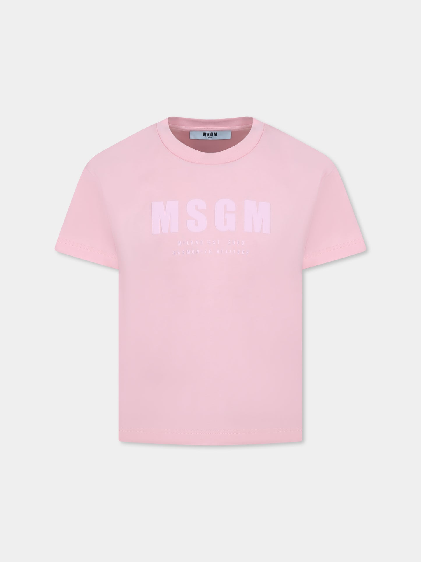 T-shirt rosa per bambina con logo