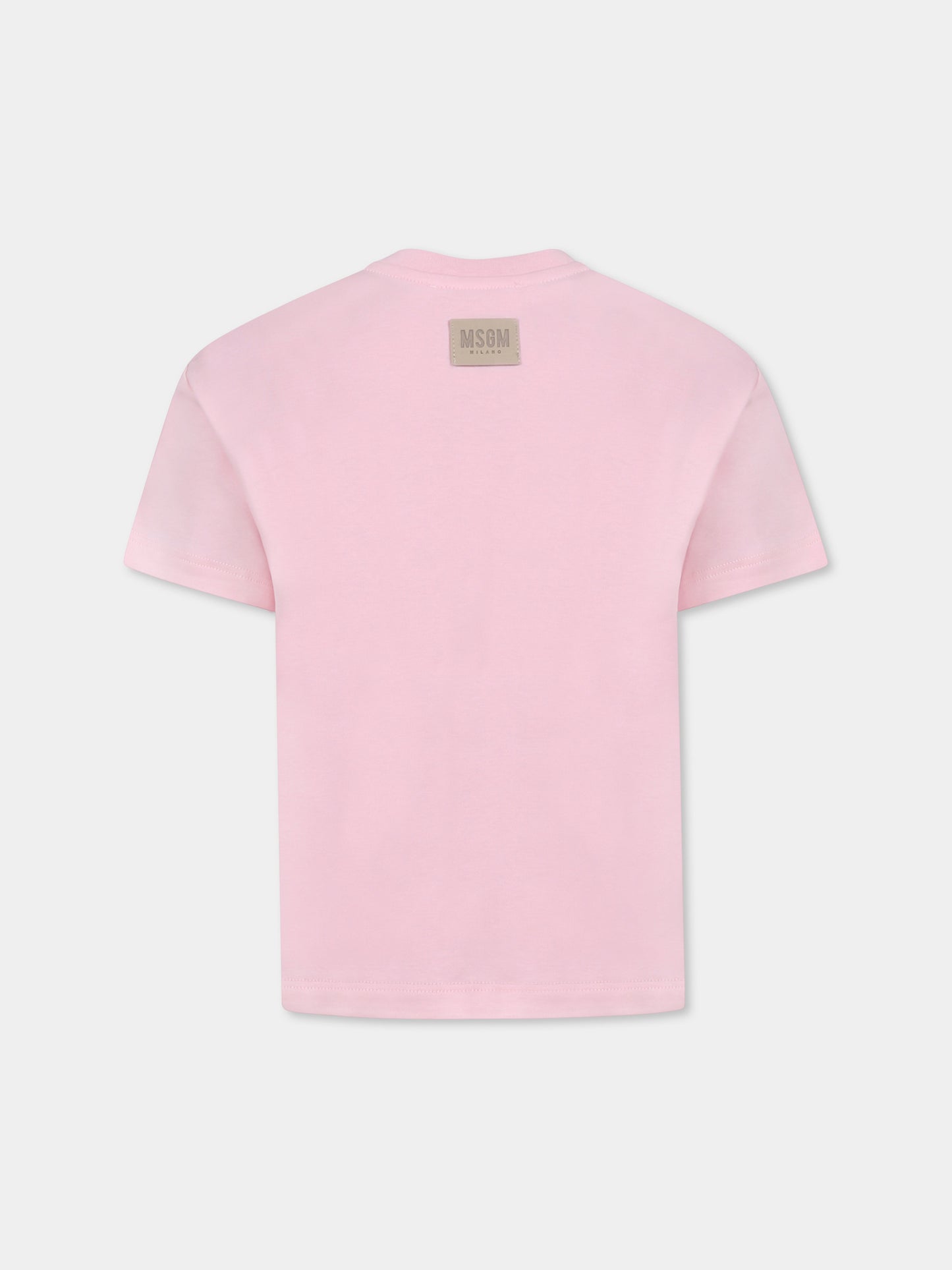 T-shirt rosa per bambina con logo
