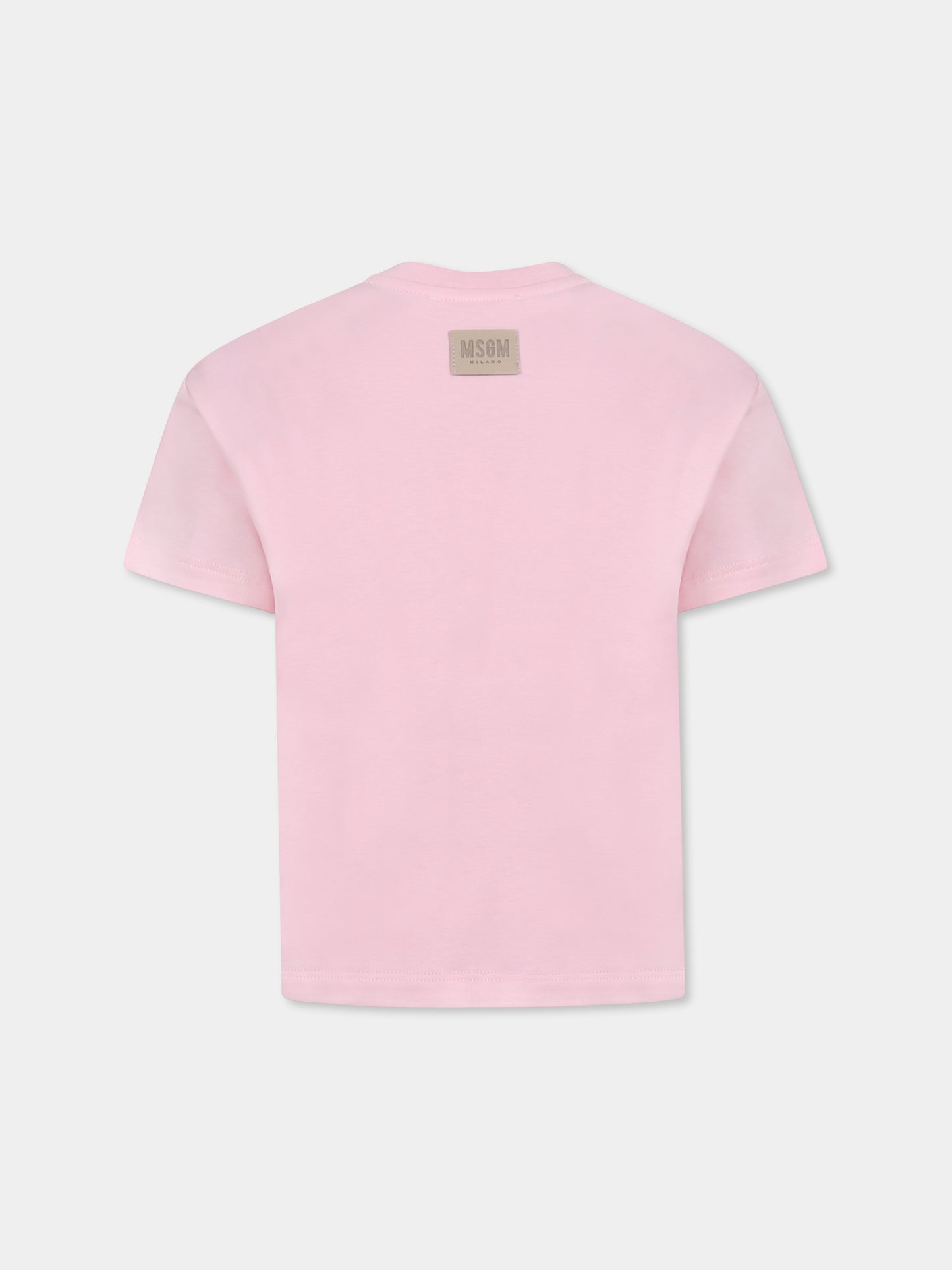 T-shirt rosa per bambina con logo