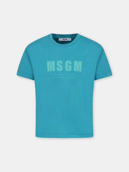 T-shirt verde per bambini con logo