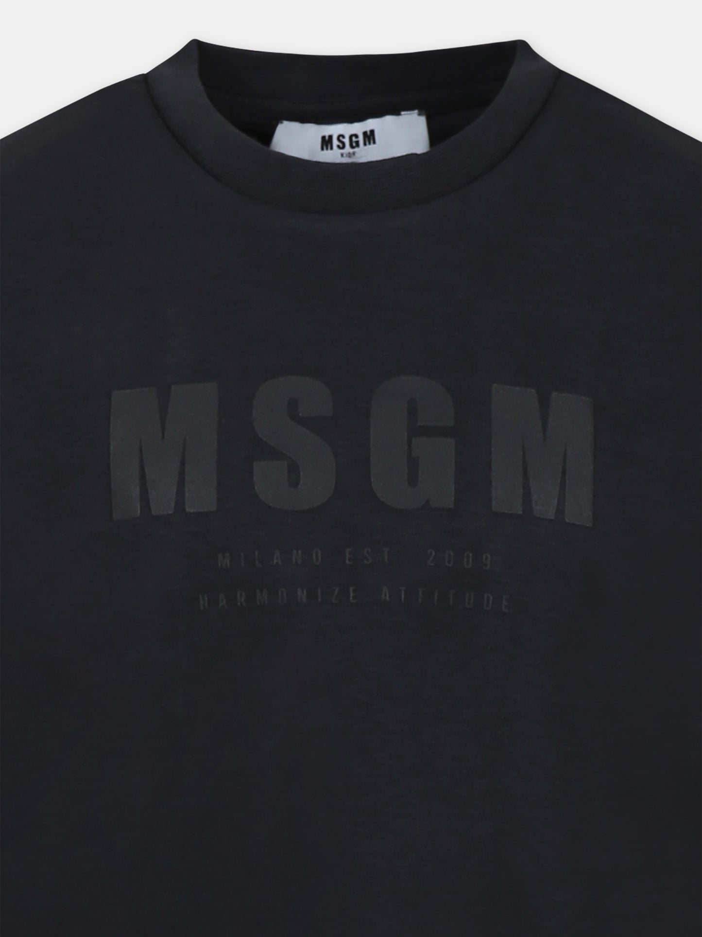 T-shirt nera per bambini con logo,Msgm Kids,S5MSJUTH170 110