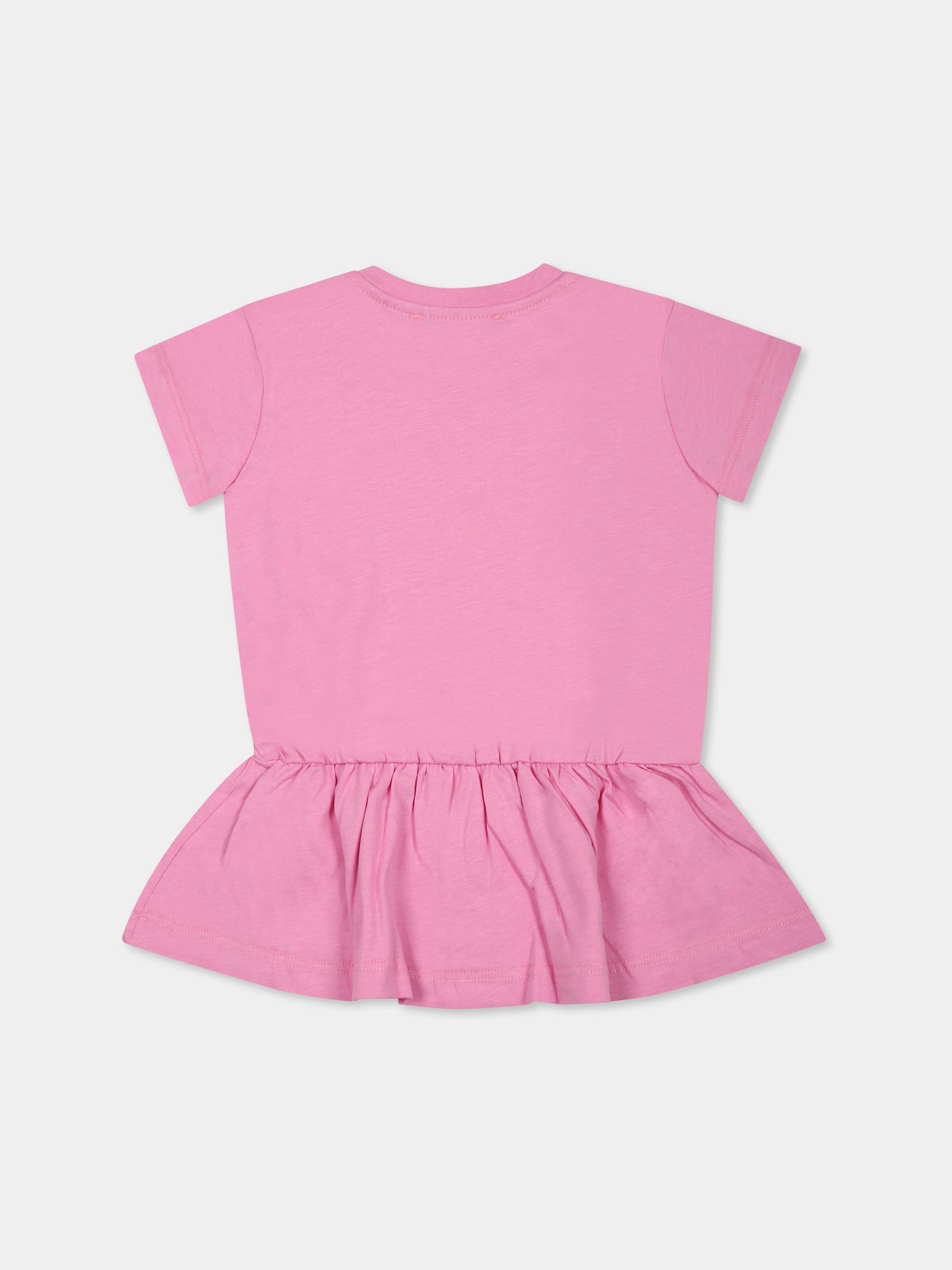 Vestito rosa per neonata con fiore e logo,Msgm Kids,S5MSNGDR306 MS003