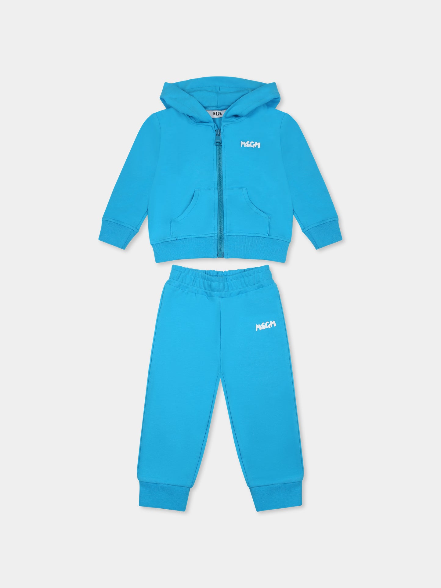 Completo azzurro per neonati con logo,Msgm Kids,S5MSUNSF302 MS011