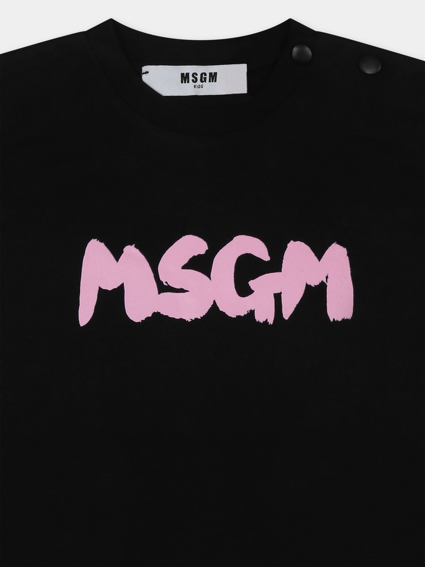 T-shirt nera per neonata con logo,Msgm Kids,S5MSUNTH310 110/75